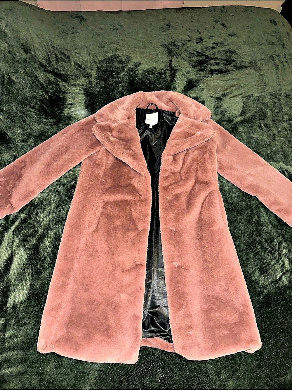Avec Les Filles Grand Ambition Pink Faux Fur Long Coat XS